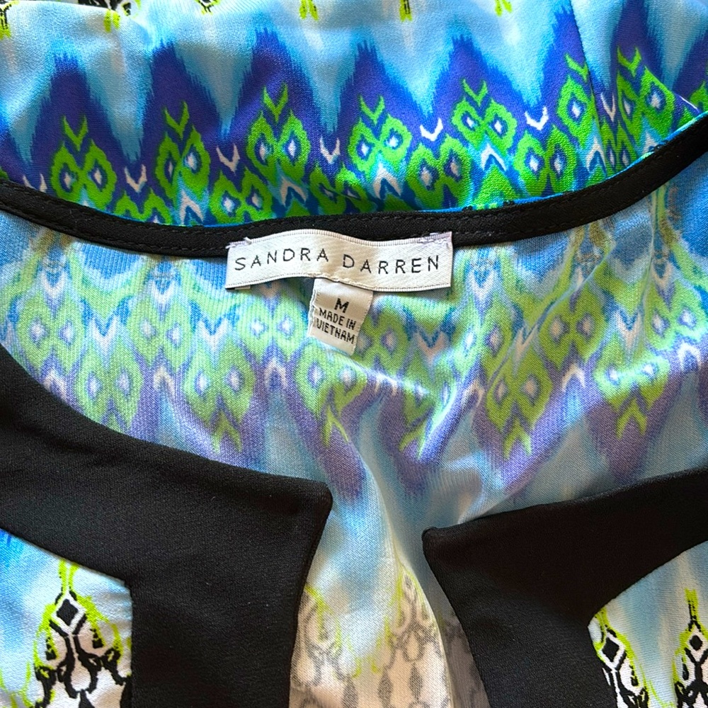 Sandra Darren Multi Color Pattern Shift Dress Str… - image 6